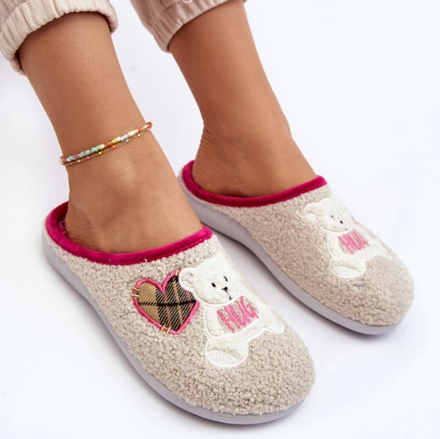 Kapcie domowe damskie ocieplane z zakrytymi palcami Inblu EC000095 37 Beżowe (5905677966404) - obraz 4