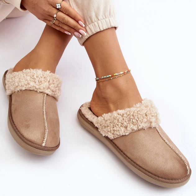Жіночі домашні капці утеплені із закритим носком Inblu EK000010 38 Бежеві (5905677961836) - зображення 3