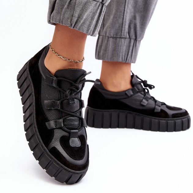 Sneakersy damskie skórzane na platformie do kostki Zazoo M01/1 39 Czarne (5905677958041) - obraz 6
