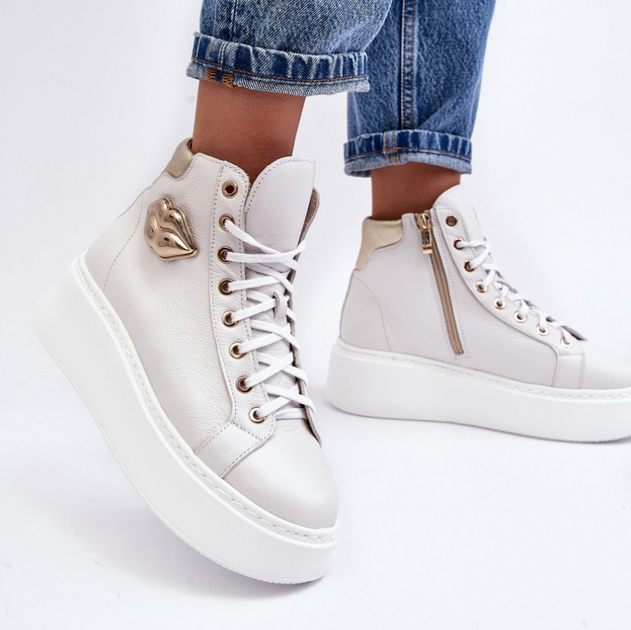 Sneakersy damskie ze skóry naturalnej Lemar Katerin 38 Białe (5905677952292) - obraz 5