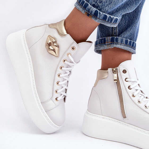 Sneakersy damskie ze skóry naturalnej Lemar Katerin 38 Białe (5905677952292) - obraz 8