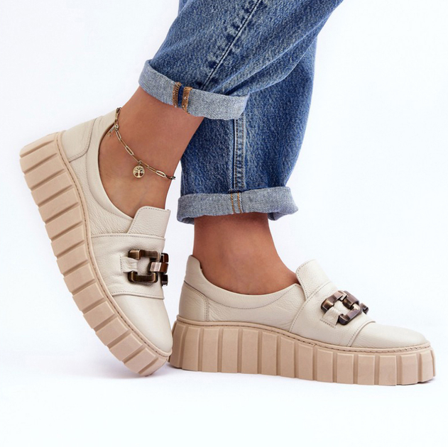 Жіночі сліпони Lewski Shoes 3398 37 Бежевий/Золотистий (5905677947861) - зображення 5