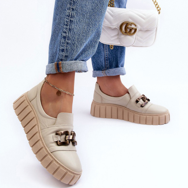 Жіночі сліпони Lewski Shoes 3398 37 Бежевий/Золотистий (5905677947861) - зображення 8