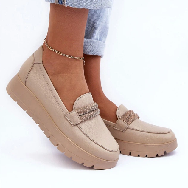 Damskie slip-ony Lemar Lehira 38 Jasnobeżowe (5905677929690) - obraz 5