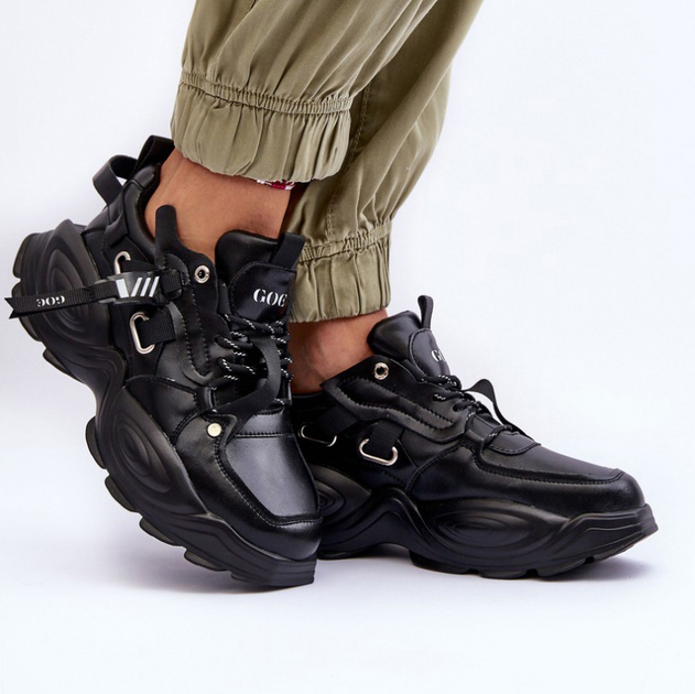 Sneakersy damskie na wysokiej platformie GOE MM2N4014 40 Czarne (5905677886603) - obraz 5