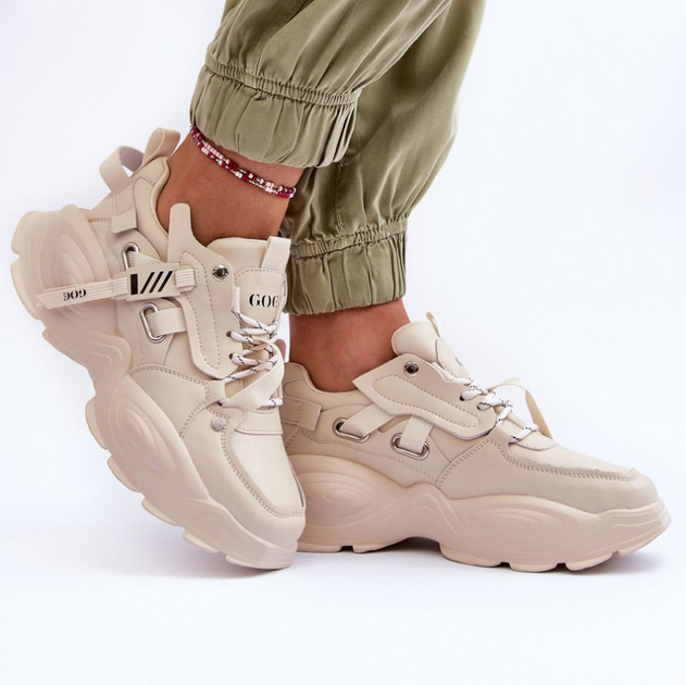 Sneakersy damskie na wysokiej platformie GOE MM2N4015 40 Beżowe (5905677886559) - obraz 8