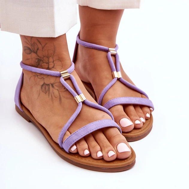 Sandały damskie płaskie Jullie 37 Fioletowe (5905677638189) - obraz 4