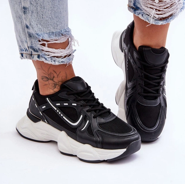 Sneakersy damskie na wysokiej platformie Feluci 37 Czarne (5905677437904) - obraz 4