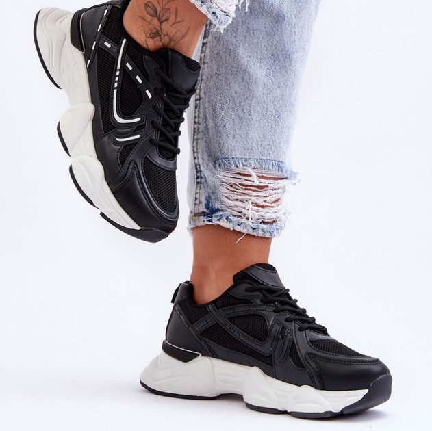 Sneakersy damskie na wysokiej platformie Feluci 37 Czarne (5905677437904) - obraz 3