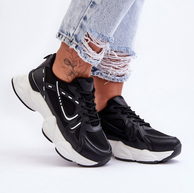 Sneakersy damskie na wysokiej platformie Feluci 37 Czarne (5905677437904) - obraz 6