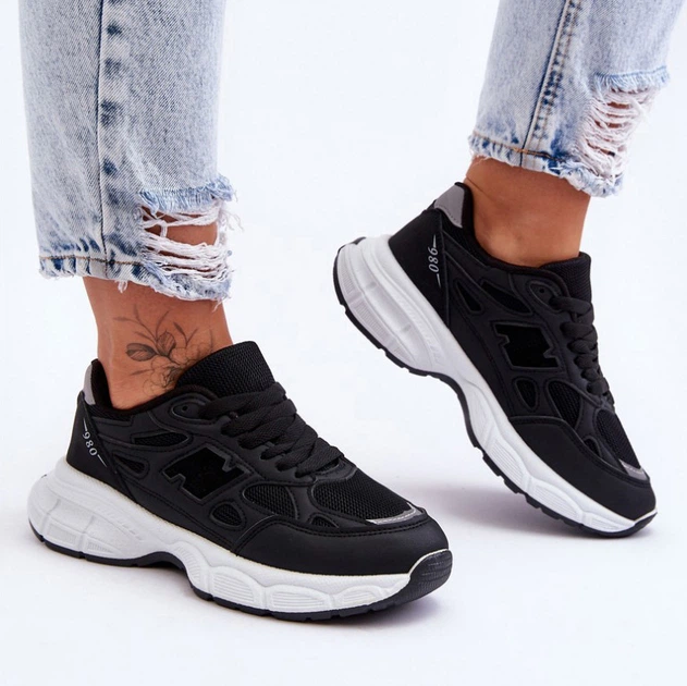 Buty sportowe damskie damskie z siatką na platformie do kostki Venice 38 Czarne (5905677437799) - obraz 5