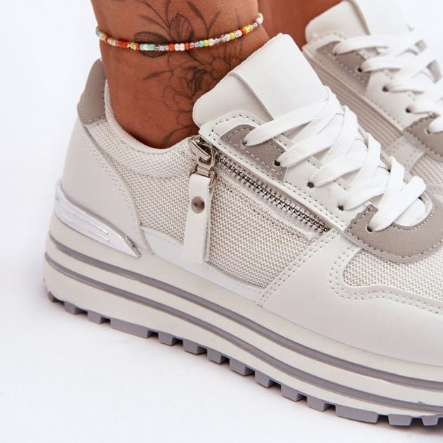 Sneakersy damskie z siatki na platformie do kostki Cairo 40 Białe (5905677435566) - obraz 6