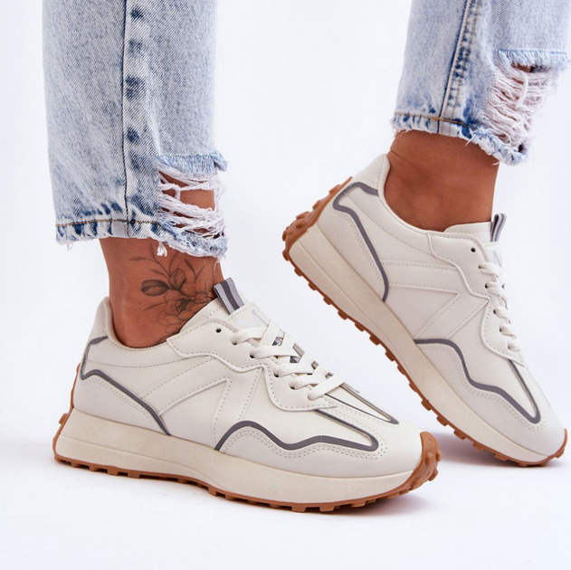 Buty sportowe damskie na platformie do kostki Faro 37 Beżowe (5905677428100) - obraz 4