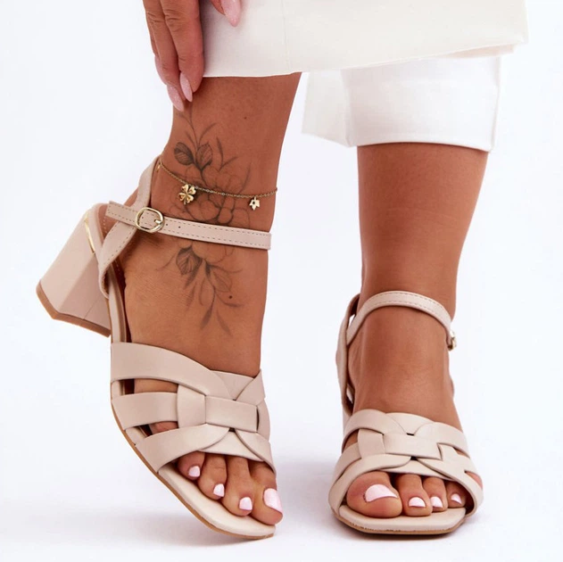 Sandały damskie na słupku Misty 40 Beżowe (5905677420487) - obraz 3