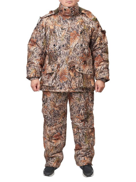 Костюм чоловічий Грізлі зима -30С із мембранної тканини Камуфляж 58 вітро- і водонепроникний штани куртка з капюшоном на замку для зимової риболовлі полювання - зображення 1
