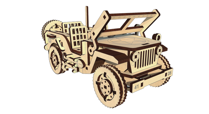 3D Пазл Из Дерева Механический Pazly Wilys Legend Jeep 125 деталей - Фото 6 3D Пазл Из Дерева Механический Pazly Wilys Legend Jeep 125 деталей - изображение 6
