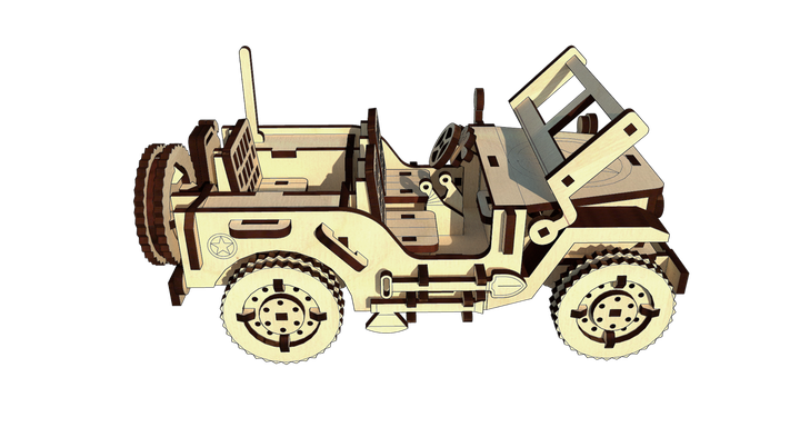 3D Пазл Из Дерева Механический Pazly Wilys Legend Jeep 125 деталей - Фото 2 3D Пазл Из Дерева Механический Pazly Wilys Legend Jeep 125 деталей - изображение 2