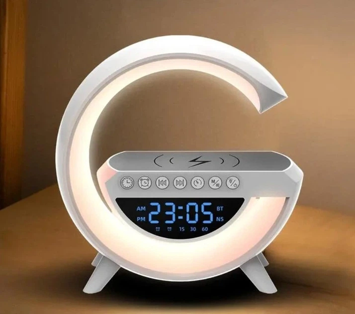 Настольная смарт лампа - ночник с Bluetooth колонкой и беспроводной зарядкой BT-3401 RGB Rainbow Light-Wireless Happy Light - изображение 5