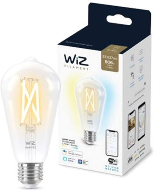 Smart żarówka WIZ E27 7W (60W 806Lm) ST64 2700-6500K Wi-Fi filament (8718699787172) - obraz 2