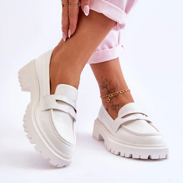 Loafersy damskie na grubej podeszwie Riverside 39 Białe (5905677115871) - obraz 6
