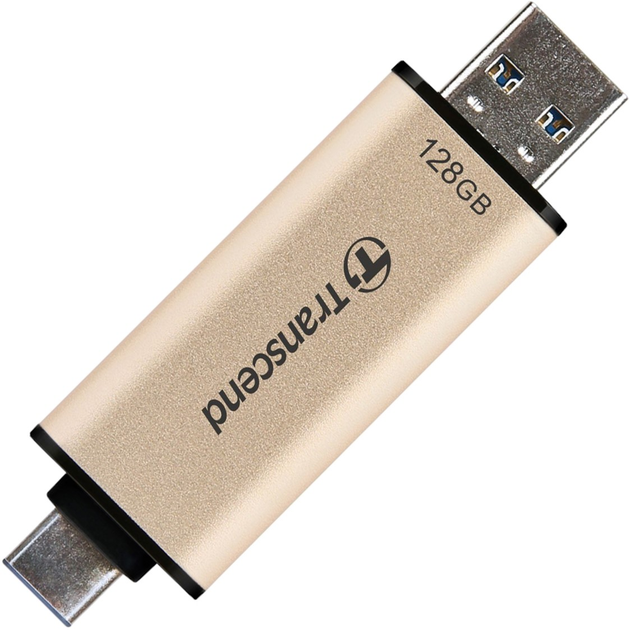 Флеш пам'ять Transcend JetFlash 930C 128GB USB Type-A + USB Type-C Gold-Black (760557850328) - зображення 1