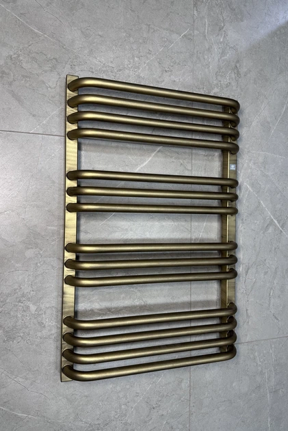 Рушникосушка комбінована Terma Alex 760x500 Brushed Brass, тен ONE + вентиль Unico - зображення 2