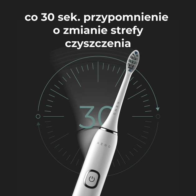 Електрична зубна щітка AENO DB5, 46000 обертів за хвилину, бездротова зарядка, біла, 2 насадки - зображення 8