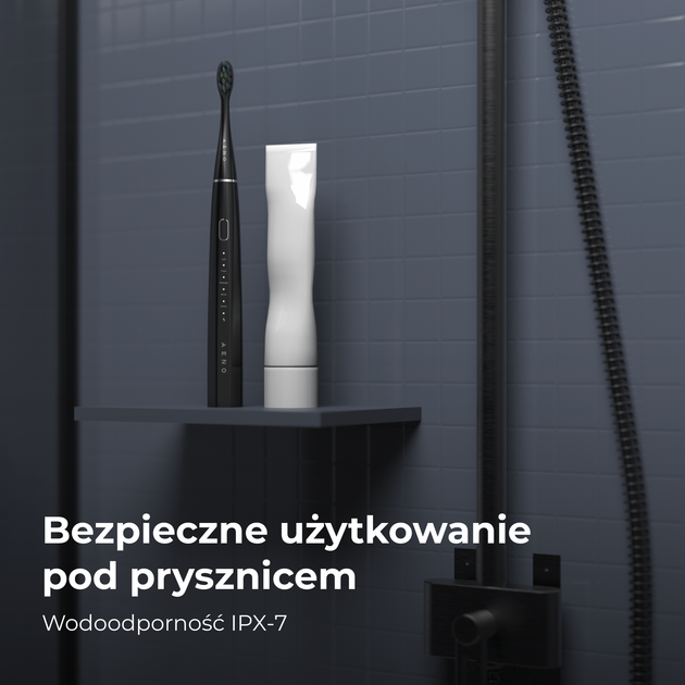 Szczoteczka soniczna AENO DB2S, 46000 obrotów/minuta,Czarna, 3 końcówki - obraz 17