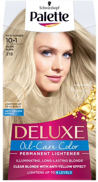 Rozjaśniająca farba do włosów Palette Deluxe Oil-Care Color z mikoolejkami 218 (10-1) Silver Blond (3838824176697) - obraz 1