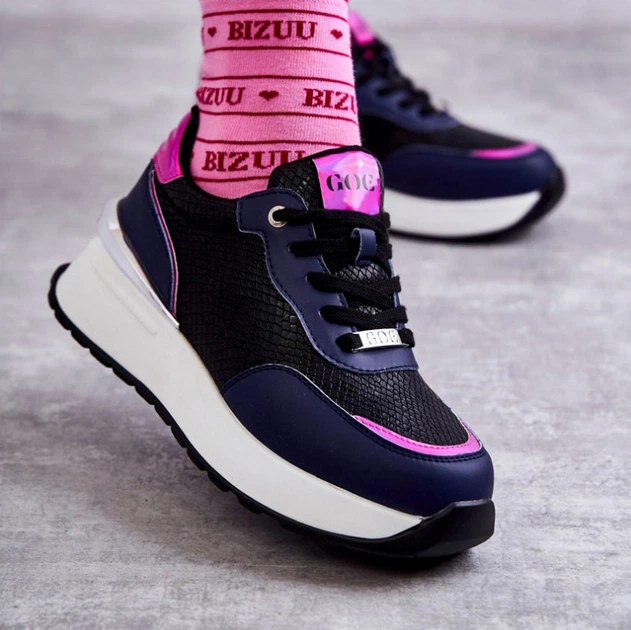 Sneakersy damskie na platformie do kostki GOE KK2N4081 37 Czarny/Granatowy (5903163976906) - obraz 3