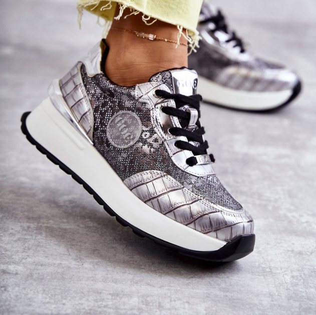 Buty sportowe damskie na platformie do kostki GOE KK2N4083 38 Srebrne (5903163977033) - obraz 4