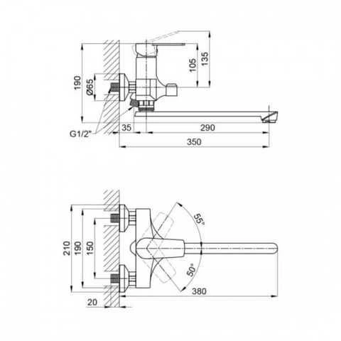 Змішувач для ванни SLAT SLT-C006W, білий - изображение 3