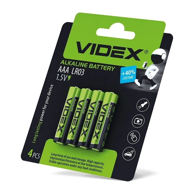 Батарейка лужна Videx LR03/AAA 1шт Blister Card - зображення 4