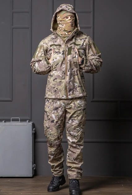 Чоловічий демісезонний Костюм мультикам Softshell із Липучками під Шеврони Куртка та штани L - зображення 1