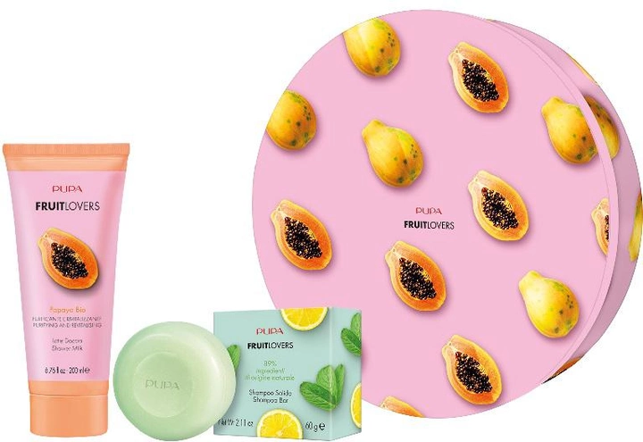 Zestaw kosmetyków do pielęgnacji Pupa Milano Fruit Lovers Papaya żel pod prysznic 200 ml + szampon w kostce 60 g (8011607366071) - obraz 1