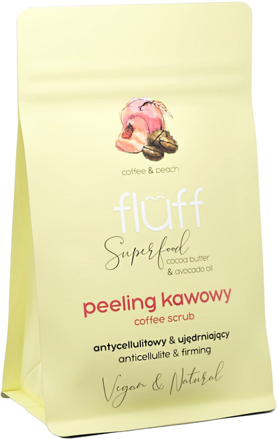 Peeling do ciała Fluff Coffee Scrub kawowy Antycellulitowy & Ujędrniający Brzoskwinia 100 g (5902539711158) - obraz 1
