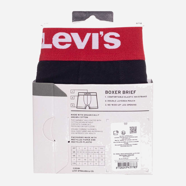 Набір трусів-боксерів чоловічих Levi's 701222842-008 XL 2 шт Чорний з червоним (8720245437806) - зображення 5
