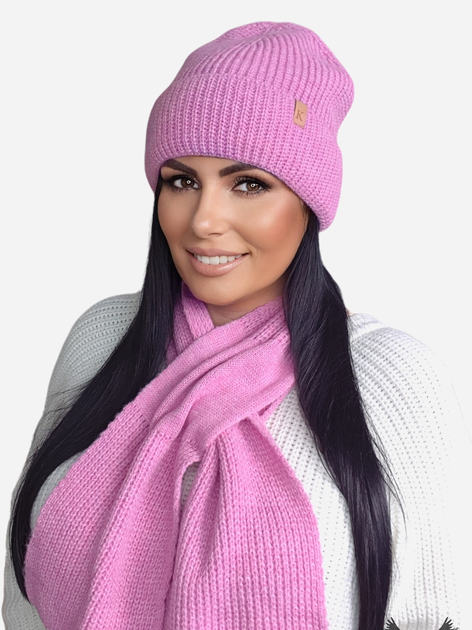 Комплект жіночий (шапка+шарф) Kamea K.21.234.10 One Size Рожевий (5903246763218) - зображення 1