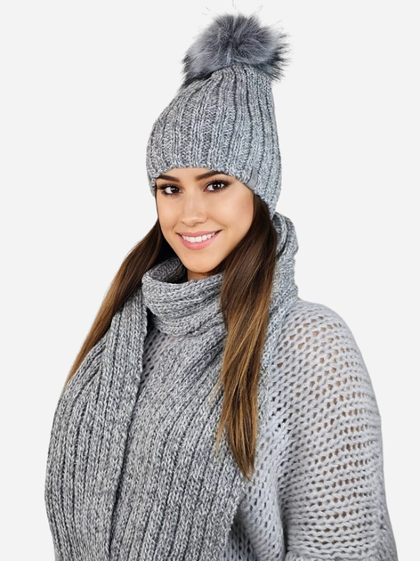 Комплект жіночий (шапка+шарф) Kamea K.22.261.06 One Size Сірий (5903246771404) - зображення 1