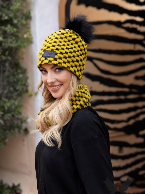Комплект (шапка + снуд) жіночий Kamea K.23.214.25 One Size Жовтий (5903246782608) - зображення 3