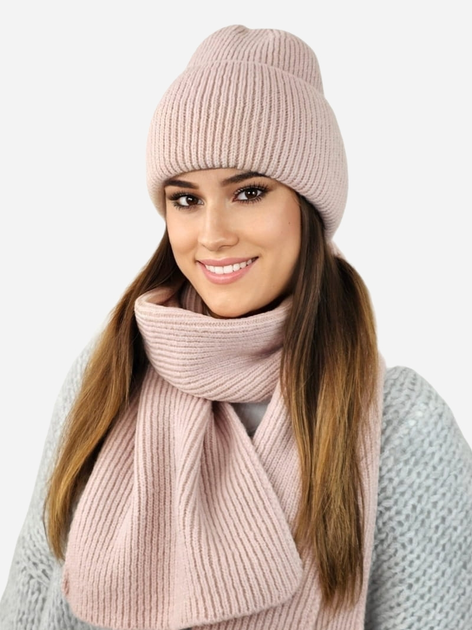 Комплект жіночий (шапка+шарф) Kamea K.23.232.09 One Size Рожевий (5903246783452) - зображення 1