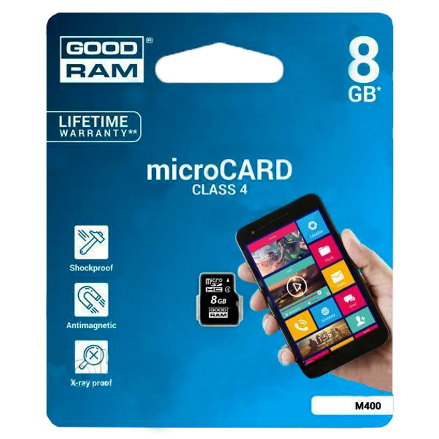 Карта памяти MicroSd 8Gb Good Ram без адаптера class 4 D100 пластик microSD 4 Мб/сек - изображение 1