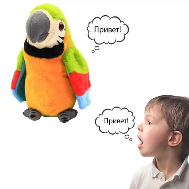 Электронный говорящий попугай Parrot Talking из мягкого пушистого ...