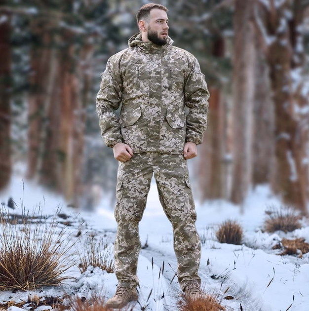 Зимний мужской костюм Рип-Стоп -20°C Утепленный бушлат и брюки Пиксель 50 - изображение 1