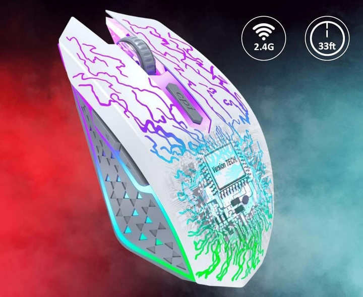 Перезарядная бесшумная беспроводная игровая мышь VersionTECH RGB, USB 2 ...