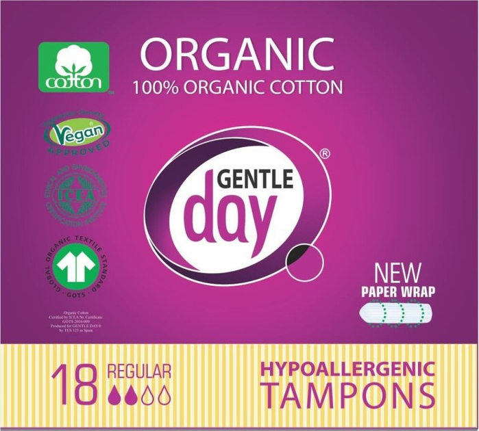 Tampony Gentle Day Organic Cotton Regular 18 szt (4779030680181) - obraz 1