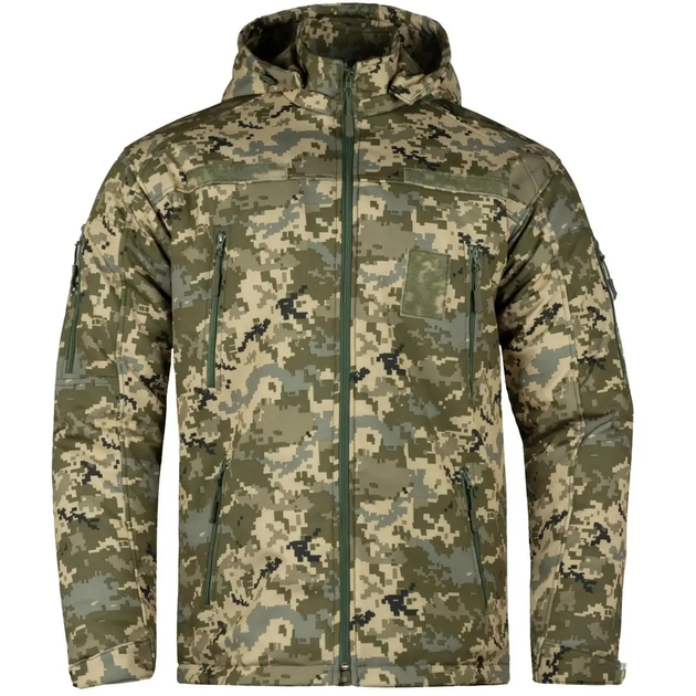 Мужская зимняя теплосохраняющая куртка SoftShell Max-Heat ММ-14 с капюшоном Пиксель ВСУ L (Kali) KL058 - изображение 2