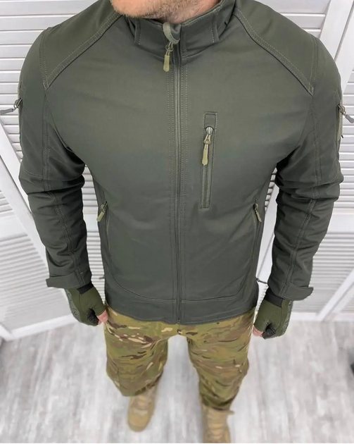 Армійська куртка Combat тканина soft-shell на флісі Оливковий XXL (Kali) KL010 - зображення 1