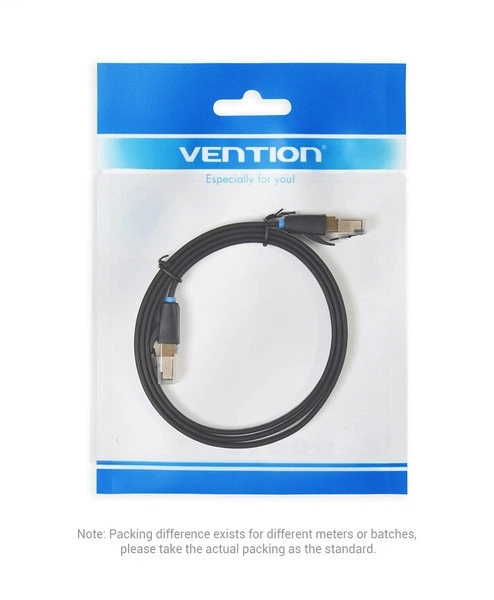 Интернет кабель Vention Flat Cat8 FTP Ethernet сетевой шнур патч-корд 40 Гбит/с 1м Black (YM1638) - изображение 3