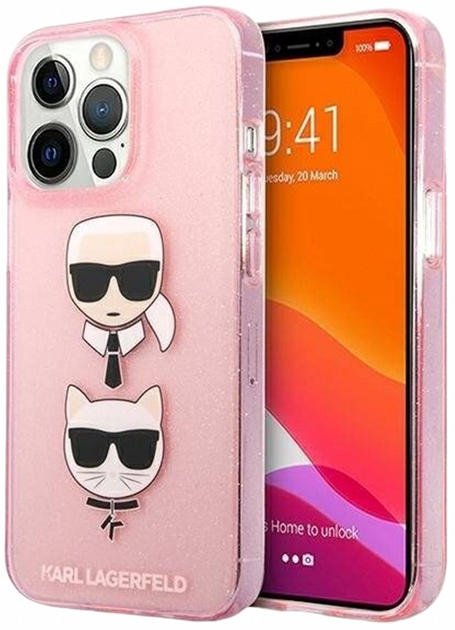 Панель CG Mobile Karl Lagerfeld Glitter Karls&Choupette для Apple iPhone 13/13 Pro Pink (3666339028831) - зображення 1